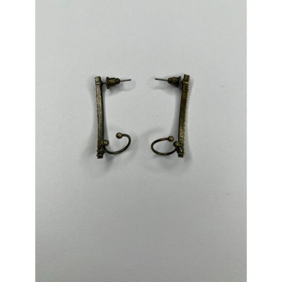 Vintage Bronze Curved Statement Earrings with Unique Spiral Design - Picture 1 of 1